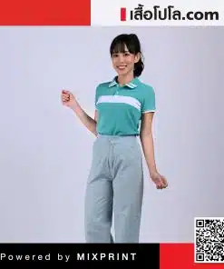 เสื้อโปโล-สีเขียวขาว