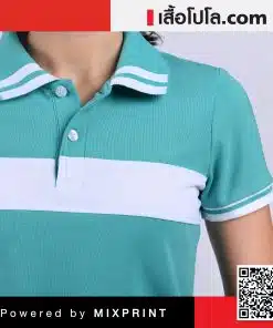 เสื้อโปโล-สีเขียวขาว