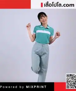เสื้อโปโล-สีเขียวขาว